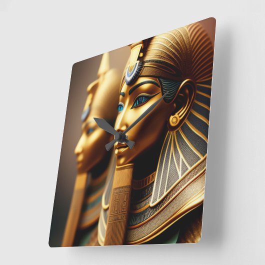 Nubian戦士クイーンエジプトアートプリントオンクロック スクエア壁時計 (傾斜)