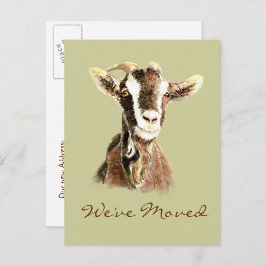 Nubian茶色のヤギ農場が新しい家に対処 案内ポストカード (正面/裏面)