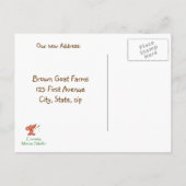 Nubian茶色のヤギ農場が新しい家に対処 案内ポストカード (裏面)