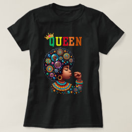 Nubian Queen:シャープな女性のTシャツ Tシャツ
