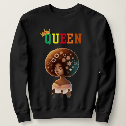 Nubian Queen: Fro Sho Women's sweatshirt スウェットシャツ (デザイン正面)