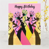 Nubian Woman Art African American Birthday Card カード (黄色い花)