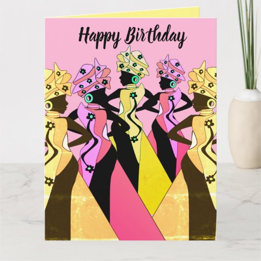 Nubian Woman Art African American Birthday Card カード (正面)
