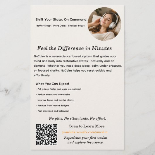 NuCalm Product Sheet - xosialX チラシ (正面)