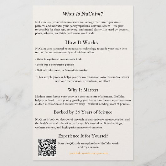 NuCalm Product Sheet - xosialX チラシ (裏面)