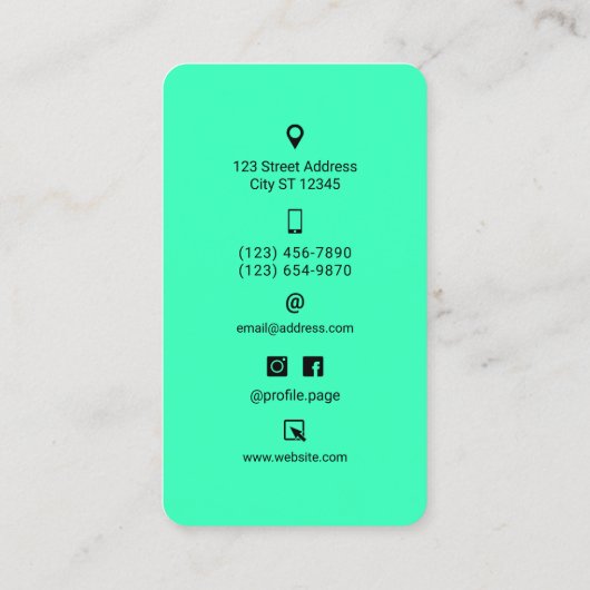 Nuclear green turquoise phone shape Business Card 名刺 (裏面)