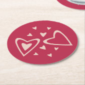 Nuclear Hearts - マゼンタレッド - 画像。 ラウンドペーパーコースター (アングル)