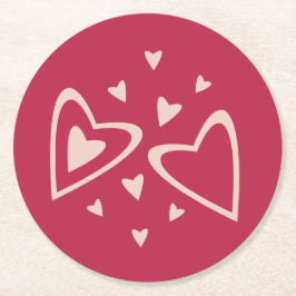 Nuclear Hearts - マゼンタレッド - 画像。 ラウンドペーパーコースター