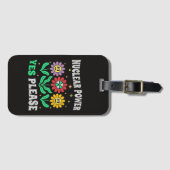 Nuclear power yes please smiling flowers ラゲッジタグ (正面横)