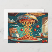 Nudelgerichte mit Tomatensoße Essen Einladung ポストカード (正面/裏面)