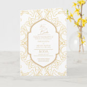 Nuestraボーダ金ゴールド4スペインのage結婚式INVITE カード (黄色い花)