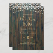 NUESTRA BODAバジェット素朴ライツレ結婚ース 招待状 (正面/裏面)