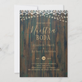 NUESTRA BODAバジェット素朴ライツレ結婚ース 招待状
