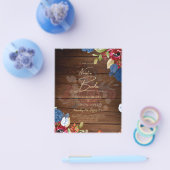 NUESTRA BODAブルガンディーブルーフローラ結婚式の招待 チラシ (シングル)