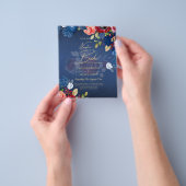 NUESTRA BODAブルガンディーブルーフローラ結婚式の招待 チラシ (手)