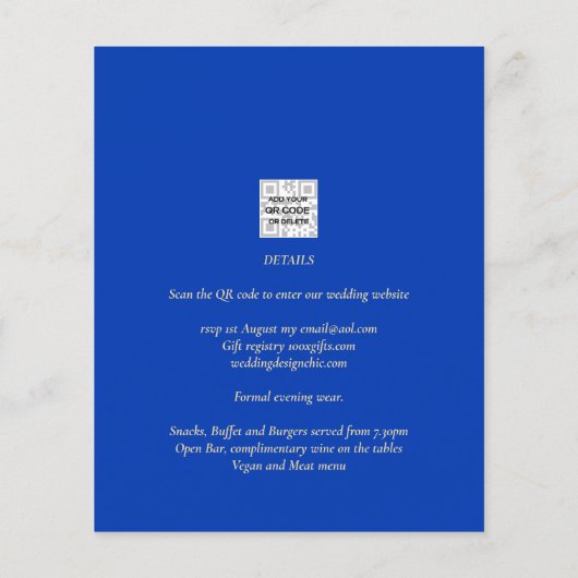 NUESTRA BODAブルーモノクローム結婚ズNVITE (裏面)