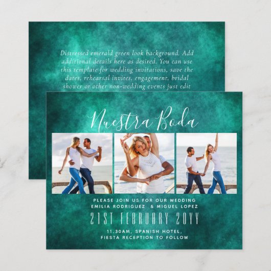 Nuestra Boda写真コラージュ結婚式INVITE (正面/裏面)