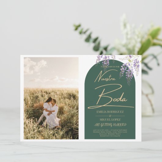 NUESTRA BODA写真藤のウェディングスペインの招待状 招待状 (スタンド正面)