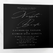 Nuestra Boda英語バイリンスペインのガル結婚ズ 三つ折り招待状 (内部最初)