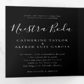 Nuestra Boda英語バイリンスペインのガル結婚ズ 三つ折り招待状 (内部最初)