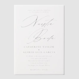 Nuestra Boda言語スペインのブラックスクリプ結婚ト ベラム紙招待状
