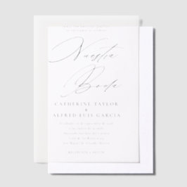 Nuestra Boda言語スペインのブラックスクリプ結婚ト ベラム紙招待状