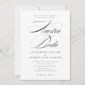Nuestra Boda言語スペインのブラックスクリプ結婚ト 招待状 (正面)