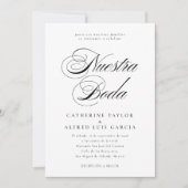Nuestra Boda言語スペインのブラックスクリプ結婚ト 招待状 (正面)