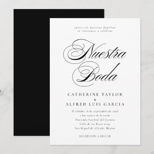 Nuestra Boda言語スペインのブラックスクリプ結婚ト 招待状