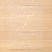 Nuestra Boda言語スペインのホワイトスクリプ結婚ト アクリル招待状 (正面)