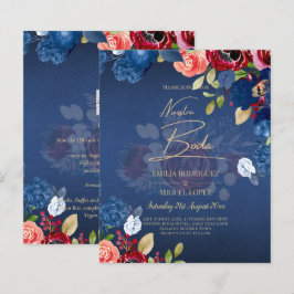 NUESTRA BODA ブルゴーニュブルーの花嫁入場案内状