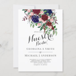 Nuestra Boda – ブルゴーニュ青スペインのの結婚式 招待状