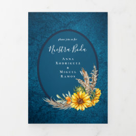 Nuestra Boda 6ページスペインの結婚式の招待 三つ折り招待状