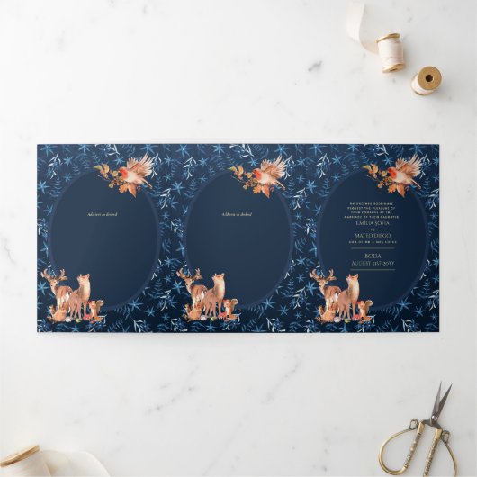 Nuestra Boda 6ページスペインの結婚式の招待 三つ折り招待状 (外部)