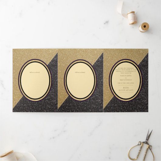 Nuestra Boda 6ページスペインの結婚式の招待 三つ折り招待状 (外部)