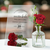 Nuestra Boda Elegant Red Rose Spanish Wedding アクリル招待状
