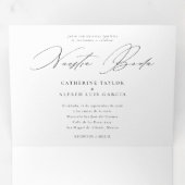 Nuestra Boda Englishバイリンガルスペインのズ結婚トリ 三つ折り招待状 (内部最初)