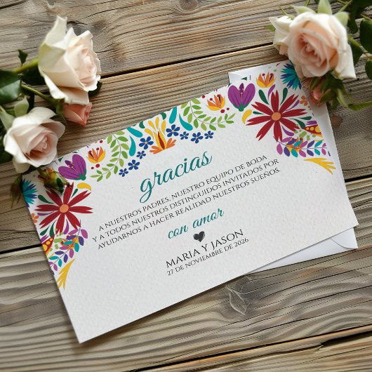 Nuestra Boda Flowers Botanical Spanish Wedding サンキューカード