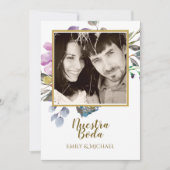 Nuestra Boda Invitacion – 写真結婚の紫 招待状 (正面)