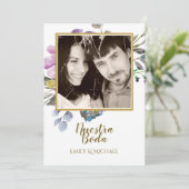 Nuestra Boda Invitacion – 写真結婚の紫 招待状 (スタンド正面)