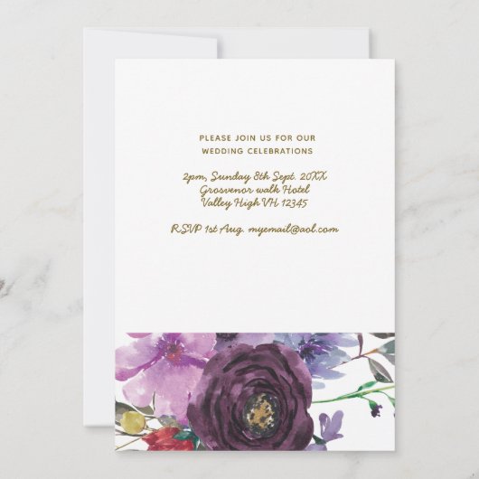 Nuestra Boda Invitacion – 写真結婚の紫 招待状 (裏面)