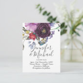 Nuestra Boda Invitacion – 水彩紫色の花 ポストカード (スタンド正面)
