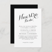 Nuestra Boda Invitacion BlackWhiteスペイン結婚語 招待状 (正面/裏面)