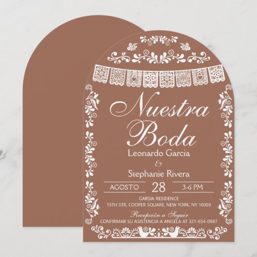 Nuestra Boda Papel Picado Spanish Wedding Arch 招待状 (正面/裏面)