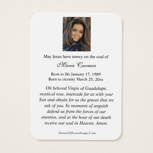 NUESTRA SEÑORA DE GUADALUPE FUNERAL PRAYER  (裏面)