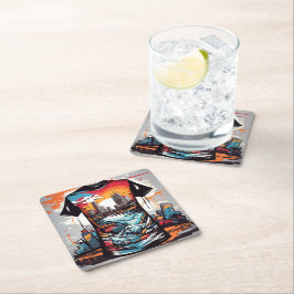 Nueva York, graffiti. スクエアペーパーコースター