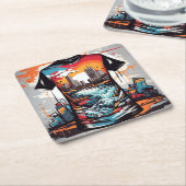 Nueva York, graffiti. スクエアペーパーコースター (アングル)