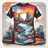 Nueva York, graffiti. スクエアペーパーコースター (正面)