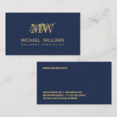 Nuevo azul marino de oro tarjeta de visita 名刺 (正面/裏面)