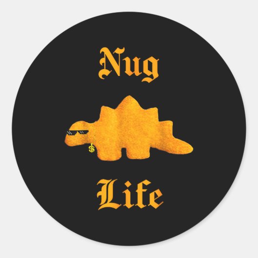 Nug Life Dinosaur Chicken Nugget Funny Retro  ラウンドシール (正面)
